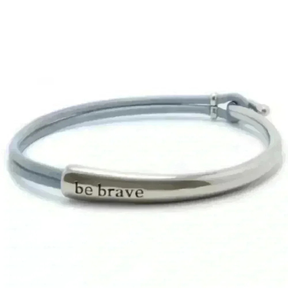 🔥2/40$🔥Be brave leather bracelet. Colour is light blue/grey. back  to sc…
